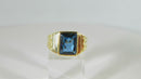 Vintage 10K Yellow Gold Men's Blue Spinel Solitaire Ring Size 9