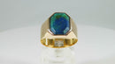 18K Gold Azurite Malachite Plaque Men's Ring Size 8 3/4