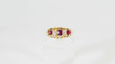 Circa 1890 18K Yellow Gold Diamond Pink Ruby Ring Size 4.25