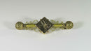 Victorian Etruscan Style Bar Pin with Bird Etching and Ball Ends