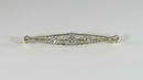 14K Art Deco White Gold Diamond Pierced Filigree Bar Bin Brooch 2 1/4"