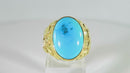 Retro 14K Turquoise Solitaire Nugget Pinky Ring Size 7 3/4 Hallmarked 14K GSI