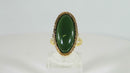 Lovely 14K Solid Gold Untreated Dark Green Jade Ring Size 4.75 Circa 1920's 6gr