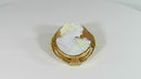10K Gold Art Nouveau Large Right Facing Floral Cameo Brooch Pendant