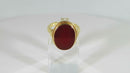 Edwardian Style Oval Burnt Orange Carnelian Ring 14K Gold Wire Wrap Size 6