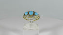Antique 14K Yellow White Filigree Turquoise Diamond Art Nouveau Ring Size 4.75