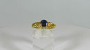 20K Gold .75 Carat Round Cut Natural Blue Sapphire Solitaire Ring Size 9.75