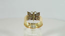 Outstanding Antique 14K Gold Diamond Figural Butterfly Ring Cigar Band Rose OMC