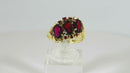 Oval 3 Stone Garnet Cluster Ring 14K Yellow Gold Mid-Century Modern Sz 5