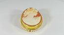 Vintage 14K F&F Felger Cameo Brooch Pendant with Pearl Surround
