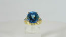 Michael Valitutti 14K Gold Natural Blue Topaz, Diamond & Apatite Ring Size 6.5