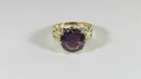 10K Yellow Gold Flower Setting 10.86mmt Lab Created Purple Sapphire Ring Size 7