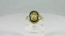 14K Yellow Gold Fraternity Emblem Onyx Plaque Ring Art Deco Style Size 5 3/4