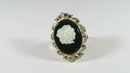 Cute Sterling Silver Cameo Ring With Marcasite Accenting Size 6