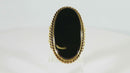 Victorian Style 14K Gold Onyx Twisted Wire Signet Ring Bold Gothic Gold Ring SZ