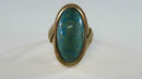 Antique 18K Yellow Gold Wire Wrapped Cabochon Chrysocolla Ring Size 6.5