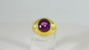 18K Gold Beehive Ring 60's Style 18K Honey Ring Round Cut Purple Sapphire