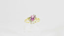 Oval Pink Solitaire Stone 10K Ring w/ 6 CZ Accents Size 5.75 10K Yellow Gold