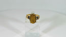 Antique Carved Cameo Tigers Eye Mixed Material Gold & Brass Solitaire Ring