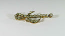 Unusual Victorian Crescent Moon & Hook Form Bar Pin Brooch Clear Paste Stones