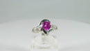 Pre-owned 10K White Gold Ring w/Heart Shaped Pink Ruby Design Size 5.5