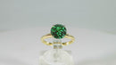 Vintage 14K Yellow Gold Brilliant Cut Green Spinel Solitaire Engagement Ring Siz