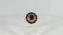 Mid-Century Bombé 14K Gold Garnet Cluster Ring, Pierced Filigree Dome, Size 5.5 (One Stone Damaged)