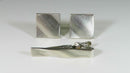 Swank Sterling Silver Cufflink Set & Tie Bar Clip Vintage Bullet Back Cufflinks