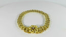 Antique Victorian Krementz Style 7" Long 14K Gold Floral Crescent Moon Link Bracelet