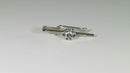 Mid Century 1 3/8" Long Faceted Quartz Accent Silver Tie Bar