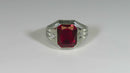 10K White Gold Ruby Solitaire Art Deco LaFrance Pinky Ring Size 9.25