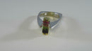 14K White & Yellow Gold Tri-Color Tourmaline (Origin Unknown) & Diamond Ring MCM Size 6.25