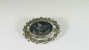 Victorian Aesthetic Movement Sterling Etched Bird Brooch with Starburst Surround