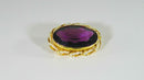 Art Nouveau Style 10K Seed Pearl Wrapped Purple Glass Brooch Pin by Marathon