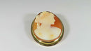 14K Gold Carved Shell Portrait Cameo Mid Century Right Facing Pendant Brooch