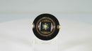Victorian 10K Gold Enameled Gold Round Onyx Seed Peal Gothic Button Ring Sz 4