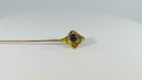 Antique 14K Acid Washed Etruscan Style Cabochon Amethyst Extra Long 8" Hat Pin