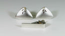Rhodium over Sterling No Polish Sterling Silver Cufflink & Tie Bar Clip Set