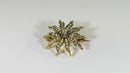 Edwardian 10K Gold Starburst Brooch With Diamond and Seed Pearls