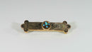 10K Gold Victorian Hat Bar Pin Turquoise and Black Enameled Pin