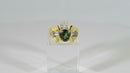 14K Solid Gold Blue Green Topaz Cocktail Ring Mid Century Size 4.25 JHL