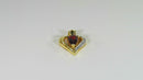 14K Heart Pendant with 1.3 Carat Pear Shaped Blood Red Garnet Yellow Gold