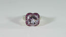 Dazzling 14K White Gold 5 Carat Rose Quartz 20 Tourmaline's & 6 Diamonds Size 7