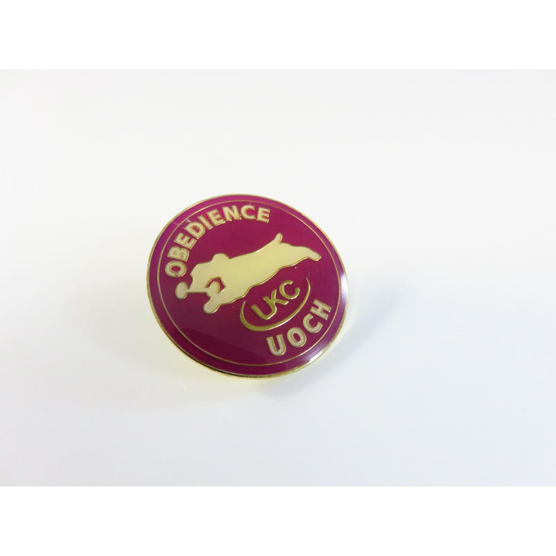 UKC Obedience UOCH Award Pin Gold Tone Violet 1" Lapel Hat Pin Dog Show