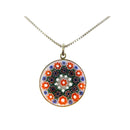 Murano Glass Pendant Necklace With 18.5" Sterling Silver Box Chain & Colorful Floral Design — Sterling Silver, Silver — front