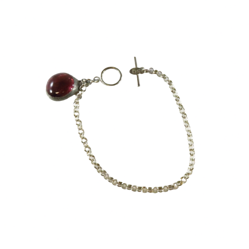 8" Sterling Silver SG Toggle Link Bracelet Rolo Link Charm Bracelet — Sterling Silver, Silver — front view