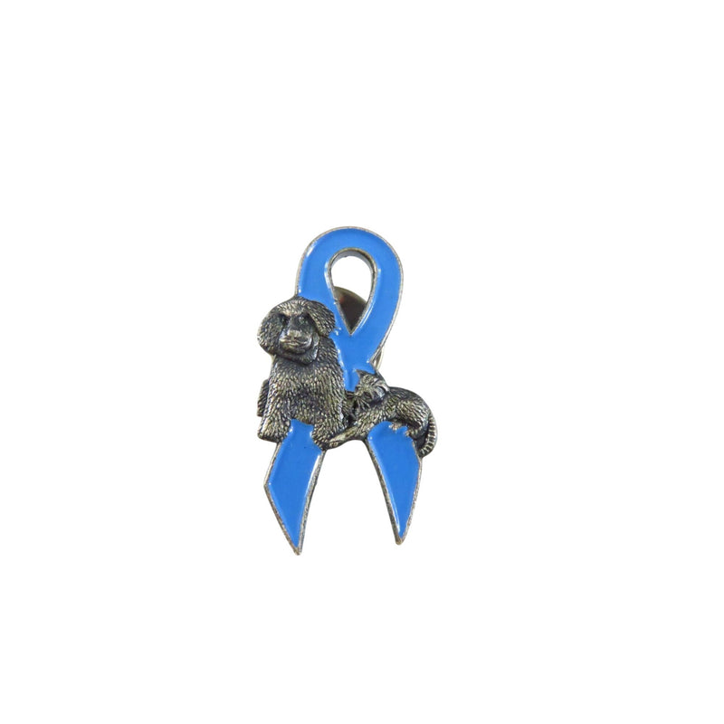 Dog & Cat Spay Neuter Blue Ribbon Lapel Pin Actors & Others For Animals Silver Tone 1 1/4"