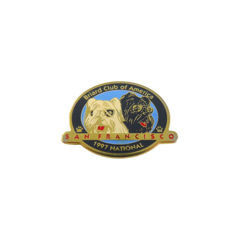 Briard Club Of America 1997 National San Francisco Lapel Pin Gold Tone Red White Blue Enamel Dog Club Badge