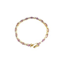 Gold Tone Bracelet W/ Pink Marquise & Clear Glass Stones 7.5" — Gold — front view