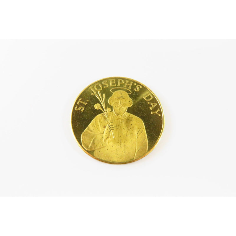 St. Joseph's Day Blessed Gilt Bronze Medal 1968 Italian Cultural Society